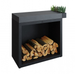 Stalas su dėže malkoms OFYR 90 Black Dark Grey Ceramic