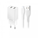 Įkroviklis Awei C15L-EU 2xUSB-A 10W + USB to Lightning cable baltas