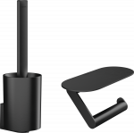Wc &scaron;epečio ir tualetinio popieriaus laikiklio komplektas Hansgrohe WallStoris 27969670, juodas matinis