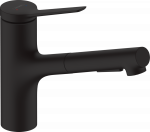 Plautuvės mai&scaron;ytuvas su i&scaron;traukiama žarna Hansgrohe Zesis M33, 74800670, juodas matinis