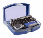 Galvučių 6-13mm ir priedų rinkinys 1/4" 23 vnt PH1/2, PZ1/2, HEX 3/4/5/6, Torx T10/15/20/25/30, SL 4/6 Irimo