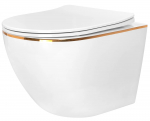 Klozetas REA Carlo Mini Flat, White/Gold edge