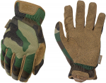 Pir&scaron;tinės MECHANIX FastFit&reg; Woodland Camo, XL dydis. Rauktas rankogalis, 0.6 mm dirbtinė oda, TrekDry&reg;, touchscreen technologija
