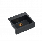 Plautuvė Quadron BILL 110 HCQB6054U8_PVDC1, juoda/vario (su vietą taupančiu sifonu)