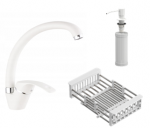 Plautuvės mai&scaron;ytuvo, krep&scaron;elio ir dozatoriaus komplektas Quadron TW7040+MFS1001WHM+B3821_WHM