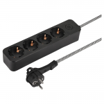 Buitinis ilgintuvas su įžeminimu, 3 x 1.5 mm, 1.5 m, 4 lizdų, juodas