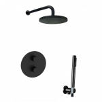 Potinkinė termostatinė du&scaron;o sistema Paffoni Light LIQ 018 NO+ZSOF 034 NO+ZSOF 074 NO+ZDUP 094 NO (juoda matinė)