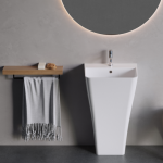 Pastatomas lieto marmuro praustuvas BLU CANES CFS, baltas matinis