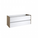 Apatinė spintelė po praustuvu Kame City BU/12-3DR/10D1P1, Balta blizgi / pilkas ąžuolas, 120 cm