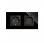 Dvivietis ki&scaron;tukinis lizdas su stikliniu rėmeliu Feelspot, juodas