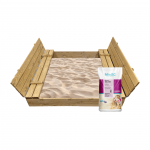 Smėlio dėžė Bonus Orbis, 140x140cm, su patiesalu ir 300kg smėlio, ruda