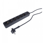 Buitinis ilgintuvas su įžeminimu, 3 x 1.5 mm, 1.5 m, 6 lizdų, juodas