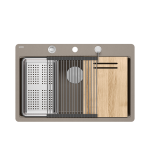 Plautuvė su dozatoriumi, medine lenta ir nuvarvėjimo indu Quadron MARC 110 FM, HQM7650U4_FM_BS, soft taupe (montuojama lygiai su stalvir&scaron;iu)