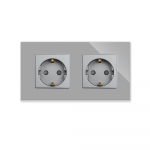 Dvivietis ki&scaron;tukinis lizdas su stikliniu rėmeliu Feelspot, pilkas