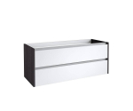 Apatinė spintelė po praustuvu Kame City BU/12-3DR/1D1P1, Balta blizgi / juodas ąžuolas, 120 cm