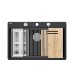 Plautuvė su dozatoriumi, medine lenta ir nuvarvėjimo indu Quadron MARC 110 FM, HQM7650U7_FM_BS, anglies juoda (montuojama lygiai su stalvir&scaron;iu)