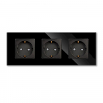 Trivietis ki&scaron;tukinis lizdas su stikliniu rėmeliu Feelspot, juodas