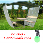 Pavėsinė Nevada 2m (uždengtas stogas ir &scaron;onai) DOVANA Sodo purk&scaron;tuvas 10mm pilkas