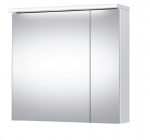 Pakabinama vonios spintelė su dviem veidrodinėm durelėm, integruotu LED ap&scaron;vietimu ir ki&scaron;tukiniu lizdu Riva SV70F, balta matinė