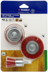 Set of nylon brushes for drill, Grit 80, 6mm shank