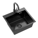 Plieninė plautuvė su mai&scaron;ytuvu ir sifonu Quadron LUKE 100, ZH5045PVDBLM_3623500_PVDBLM