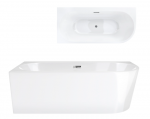 Akrilinė vonia Corsan Intero E240XL 170x80cm kairinė, chromo spalvos sifonu E240XLLCH