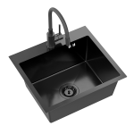 Plieninė plautuvė su mai&scaron;ytuvu (lankstus snapelis) ir sifonu Quadron LUKE 100, ZH5045PVDBLM_3323503PVDBLM