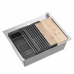 Virtuvės plautuvė su sifonu, 1 dubuo b/o + Qmat + įdėklas + dozatorius + lenta Quadron QUADRON LUKE 110 WORKSTATION, ZH5845BS