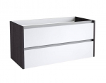Apatinė spintelė po praustuvu Kame City BU/10-3DR/1D1P1, Balta blizgi / juodas ąžuolas, 100 cm