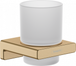 Pakabinama stiklinė dantų &scaron;epetėliams Hansgrohe AddStoris 41749140, &scaron;lifuotos bronzos laikiklis