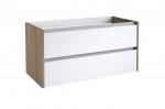 Apatinė spintelė po praustuvu Kame City BU/10-3DR/10D1P1, Balta blizgi / pilkas ąžuolas, 100 cm