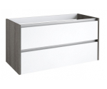 Apatinė spintelė po praustuvu Kame City BU/10-3DR/11D1P1, Balta blizgi / pilkas uosis, 100 cm