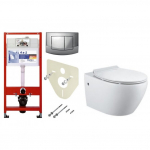 Pakabinamo WC Estoril rimless Bathco ir rėmo Tece Ambia (chromas) komplektas