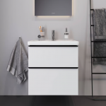 Spintelė su praustuvu Duravit D-neo, DE012001818, balta matinė, 650&times;480 mm