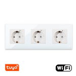 Trivietis WiFi ki&scaron;tukinis lizdas su stikliniu rėmeliu Feelspot, baltas