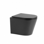 Juodas pakabinamas WC Antequera su Soft Close dangčiu, Bathco