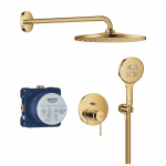 Potinkinė du&scaron;o sistema Grohe Essence, su &bdquo;Rainshower Mono 310, 25287GL0, poliruoto blizgaus aukso