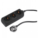 Buitinis ilgintuvas su įžeminimu, 3 x 1.5 mm, 3 m, 3 lizdų, juodas