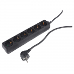 Buitinis ilgintuvas su įžeminimu, 3 x 1.5 mm, 1.5 m, 6 lizdų, juodas