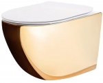 Pakabinamas klozetas REA Carlo Flat Mini, Gold/White