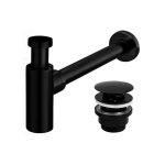 Sifonas REA su Klik-klak dangteliu praustuvams universalus, juodas matinis