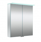 Veidrodinė spintelė Kame VETRO su 2 dvigubo veidrodžio durelėmis su &scaron;viečiančiu LED stogeliu ir dugno ap&scaron;vietimu, 60cm