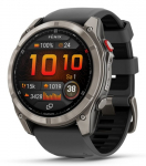 Garmin Fenix 8 Pro I&scaron;manusis laikrodis 51 mm AMOLED Sapphire, Titanium, Graphite/Black silicone band