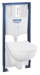 WC komplektas Grohe Solido 112956SH00: potinkinis rėmas + Bau Ceramic WC su dangčiu + mygtukas