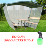 Pavėsinė Nevada 2m (uždengtas stogas, &scaron;onai ir galas) DOVANA Sodo purk&scaron;tuvas 8mm pilkas