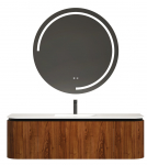 Vonios kambario spintelė su praustuvu OLIVE 120 ruda pakabinama su įleidžiamu praustuvu