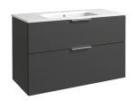 Apatinė spintelė su keramikiniu praustuvu Raguvos Baldai GRAND 21113722, grafitas, aliuminio spalvos rankenos, 101 cm