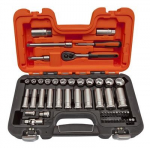 Galvučių ilgų ir trumpų rinkinys 10-22mm + bits PH,PZ,HEX,TORX 53vnt  3/8"