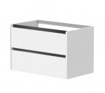 Apatinė spintelė po praustuvu KAME CITY, BU/8-3DR/D02P2, juodi profiliai, 80 cm, Matinė balta