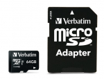Verbatim 47042 Pro U3 Micro SDXC Atminties kortelė 64GB + microSD į SD Adapteris